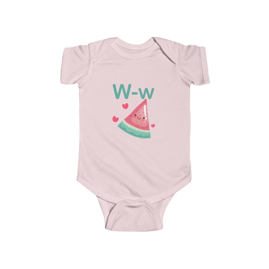 Whimsical Watermelon 'W' Baby Onesie - Refreshing Alphabet Learning Fun