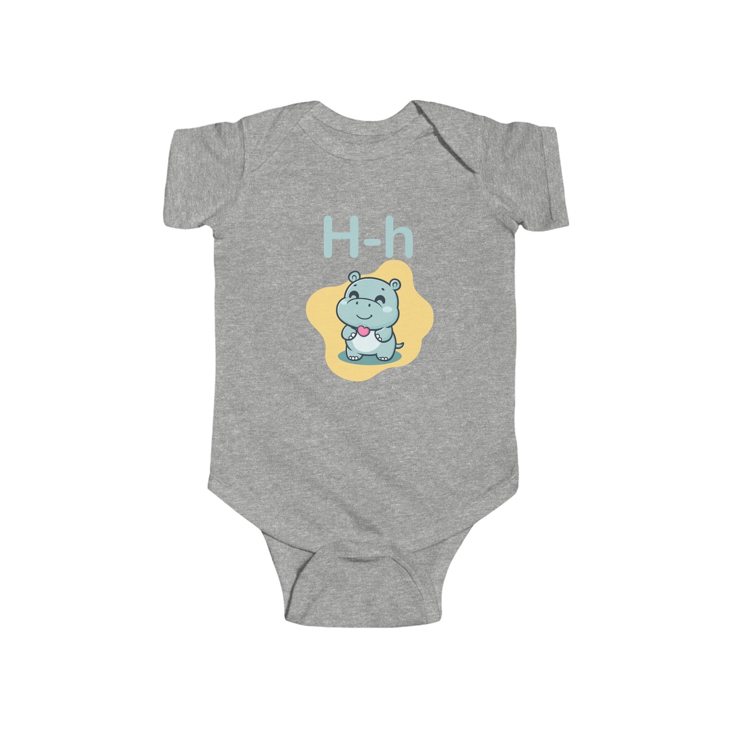 Alphabet Adventures Baby Onesie - Featuring Letter H with Cute Hippo