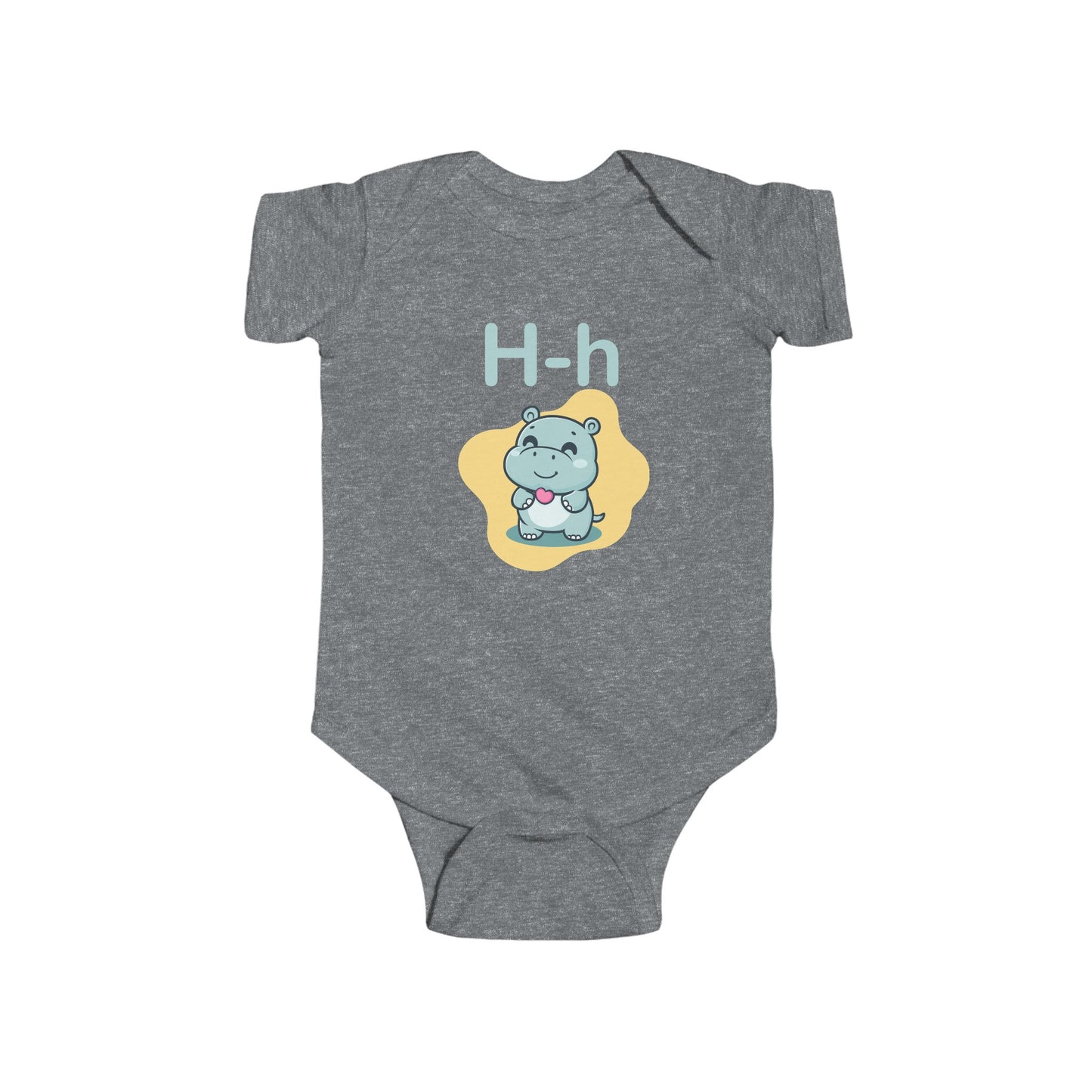 Alphabet Adventures Baby Onesie - Featuring Letter H with Cute Hippo