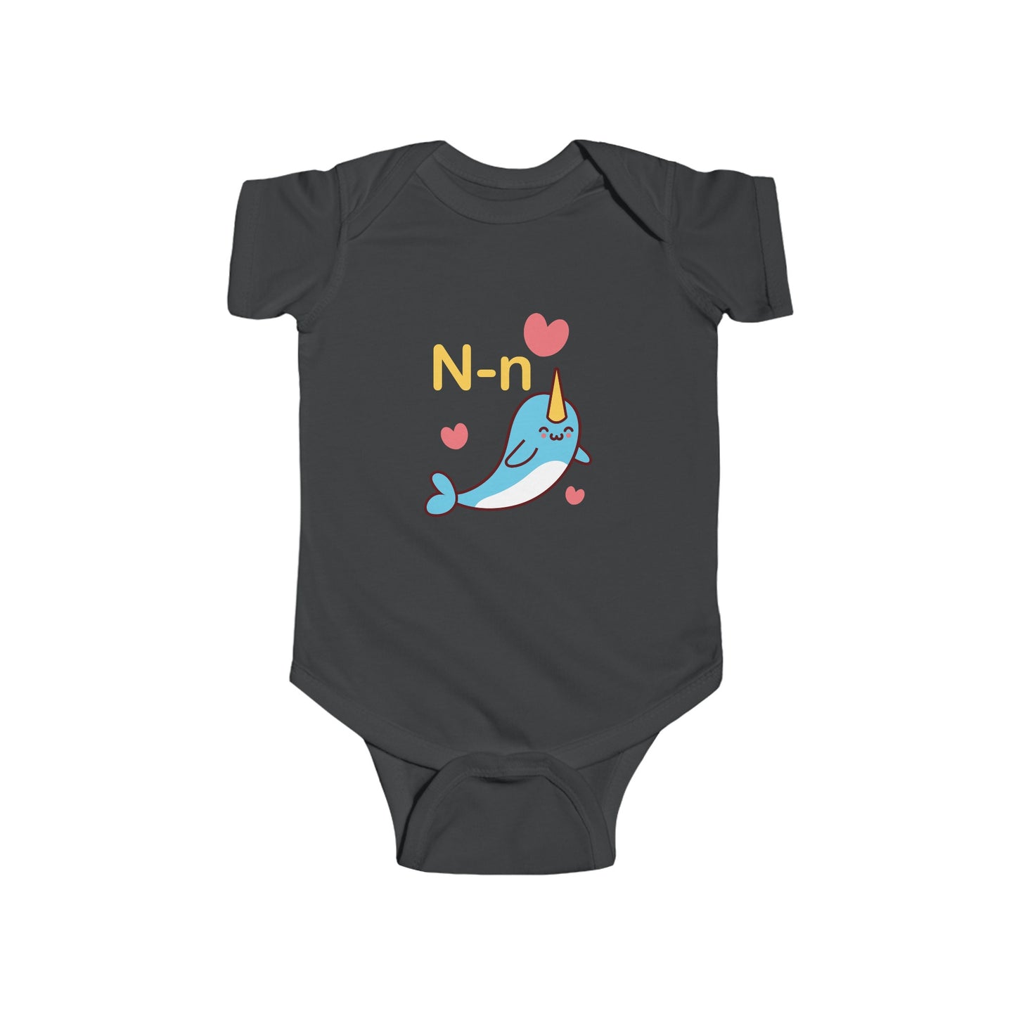 Adorable Baby Onesie with "N" and Narwhal Design - Fun Alphabet Learning for Kids