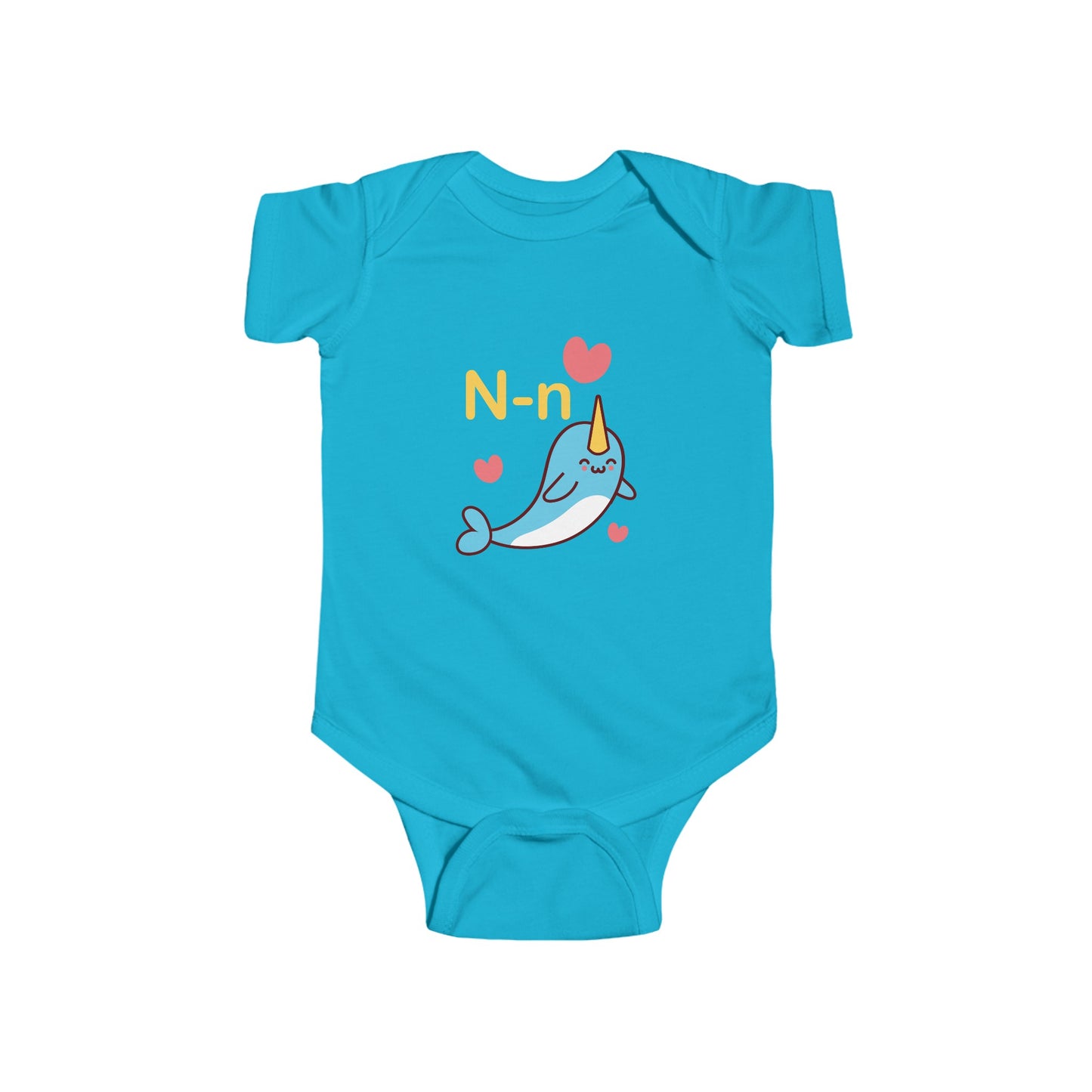 Adorable Baby Onesie with "N" and Narwhal Design - Fun Alphabet Learning for Kids