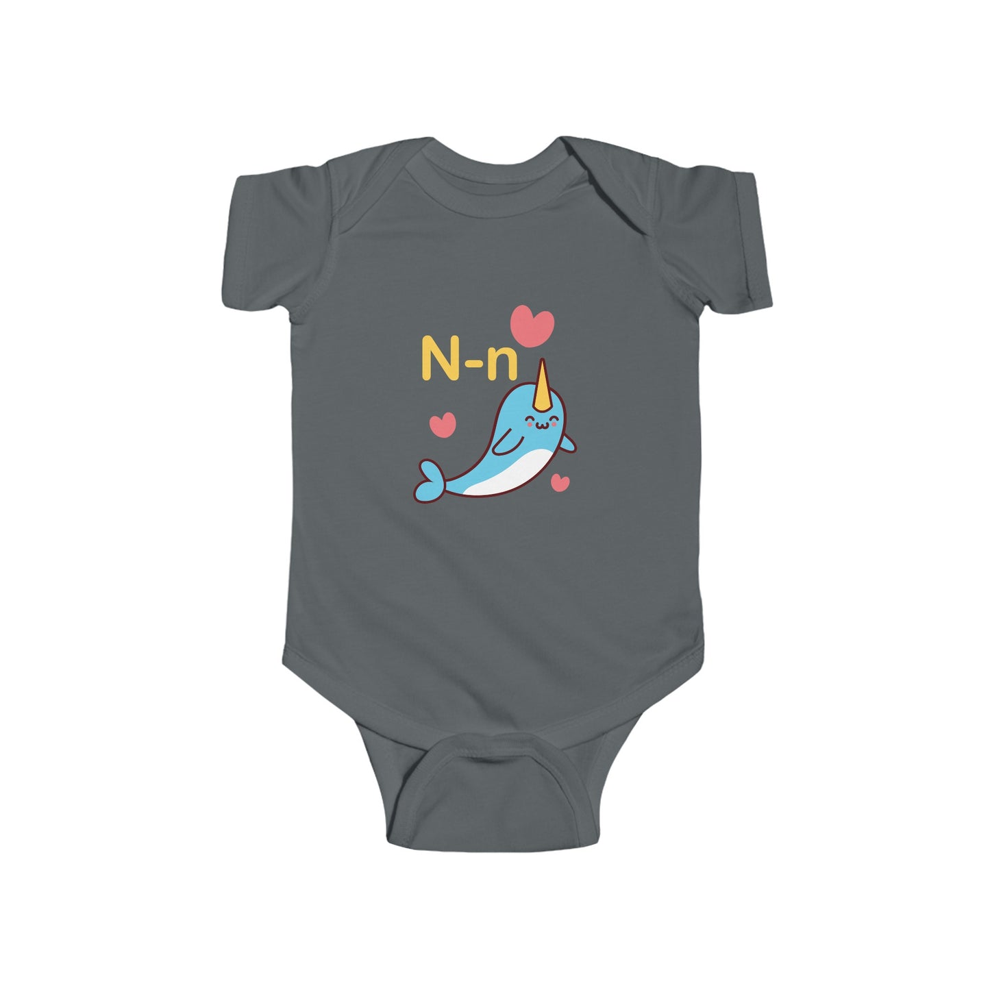 Adorable Baby Onesie with "N" and Narwhal Design - Fun Alphabet Learning for Kids