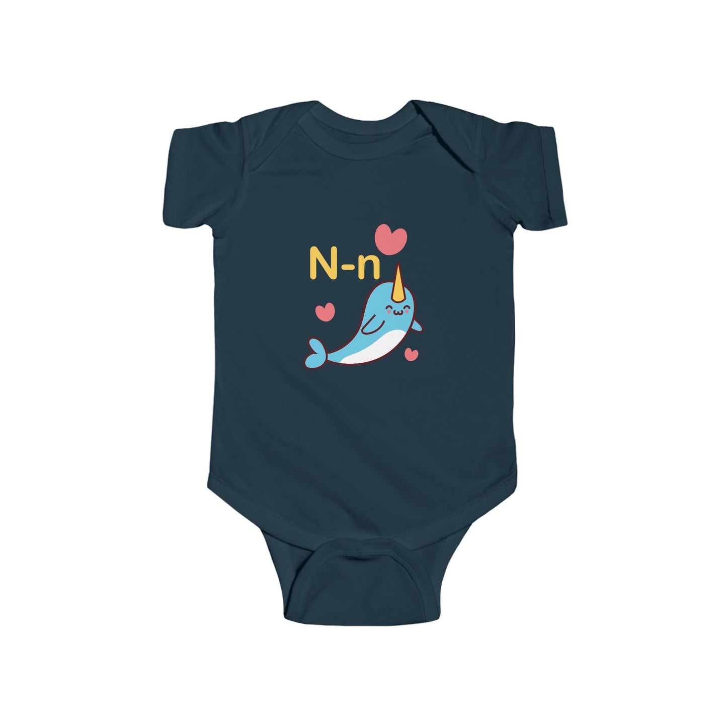 Adorable Baby Onesie with "N" and Narwhal Design - Fun Alphabet Learning for Kids