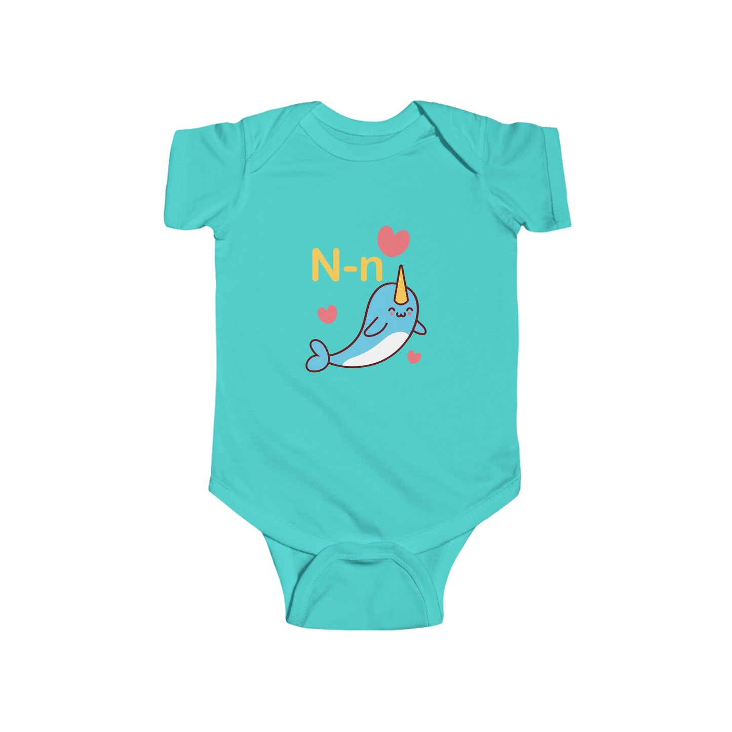 Adorable Baby Onesie with "N" and Narwhal Design - Fun Alphabet Learning for Kids