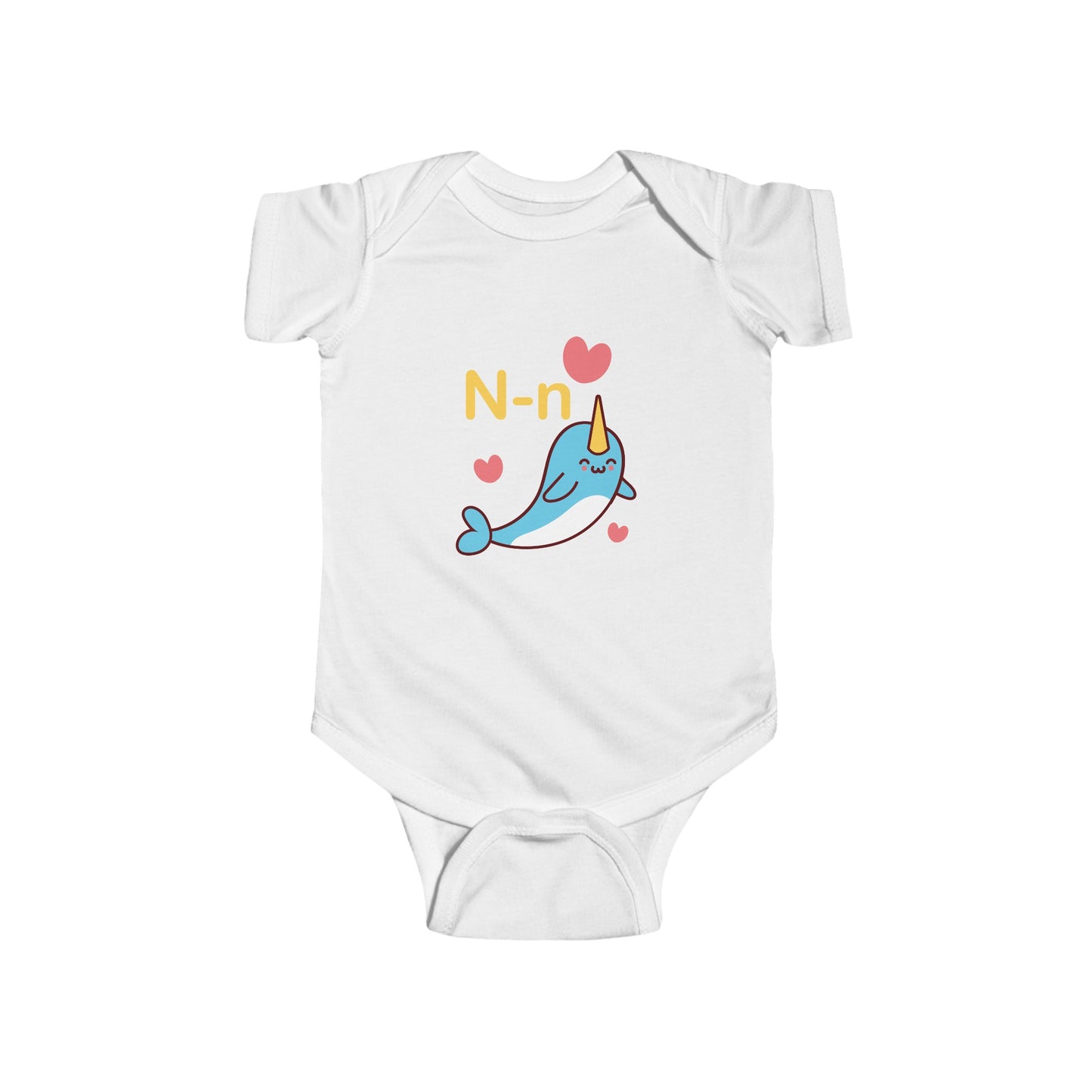 Adorable Baby Onesie with "N" and Narwhal Design - Fun Alphabet Learning for Kids