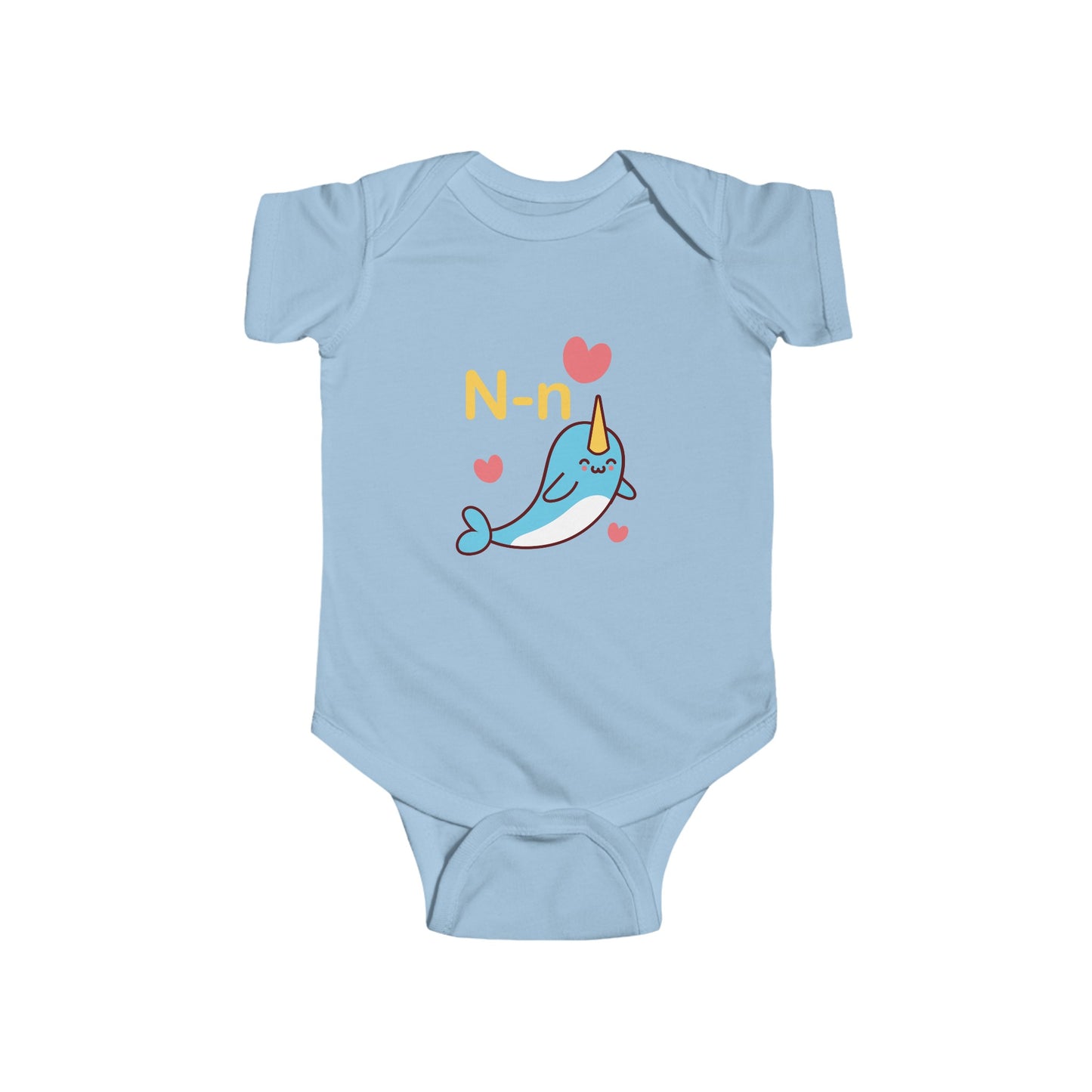 Adorable Baby Onesie with "N" and Narwhal Design - Fun Alphabet Learning for Kids