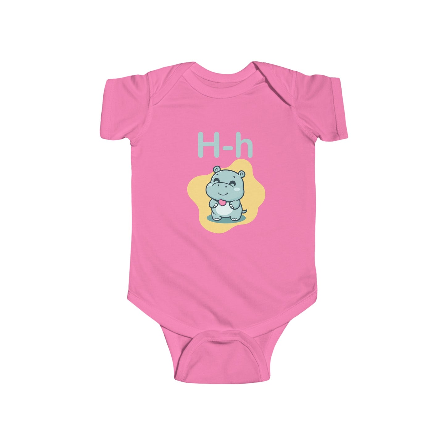 Alphabet Adventures Baby Onesie - Featuring Letter H with Cute Hippo