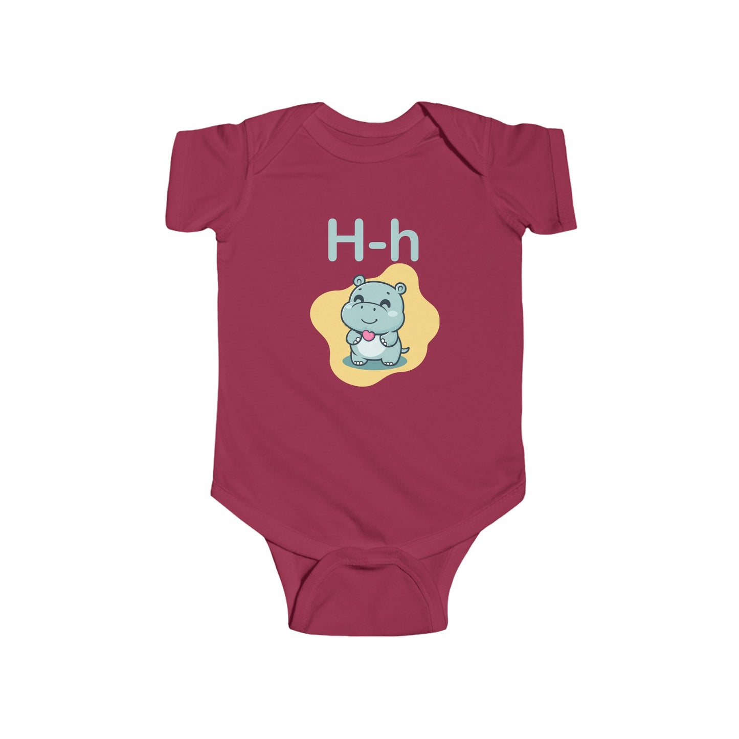 Alphabet Adventures Baby Onesie - Featuring Letter H with Cute Hippo