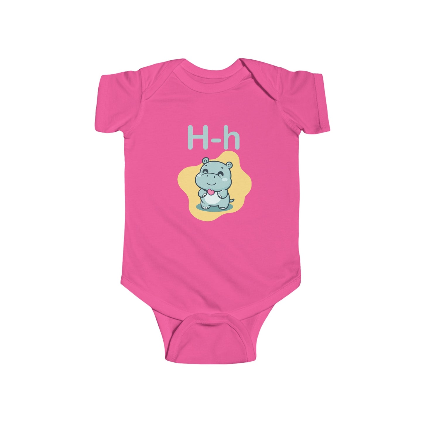 Alphabet Adventures Baby Onesie - Featuring Letter H with Cute Hippo