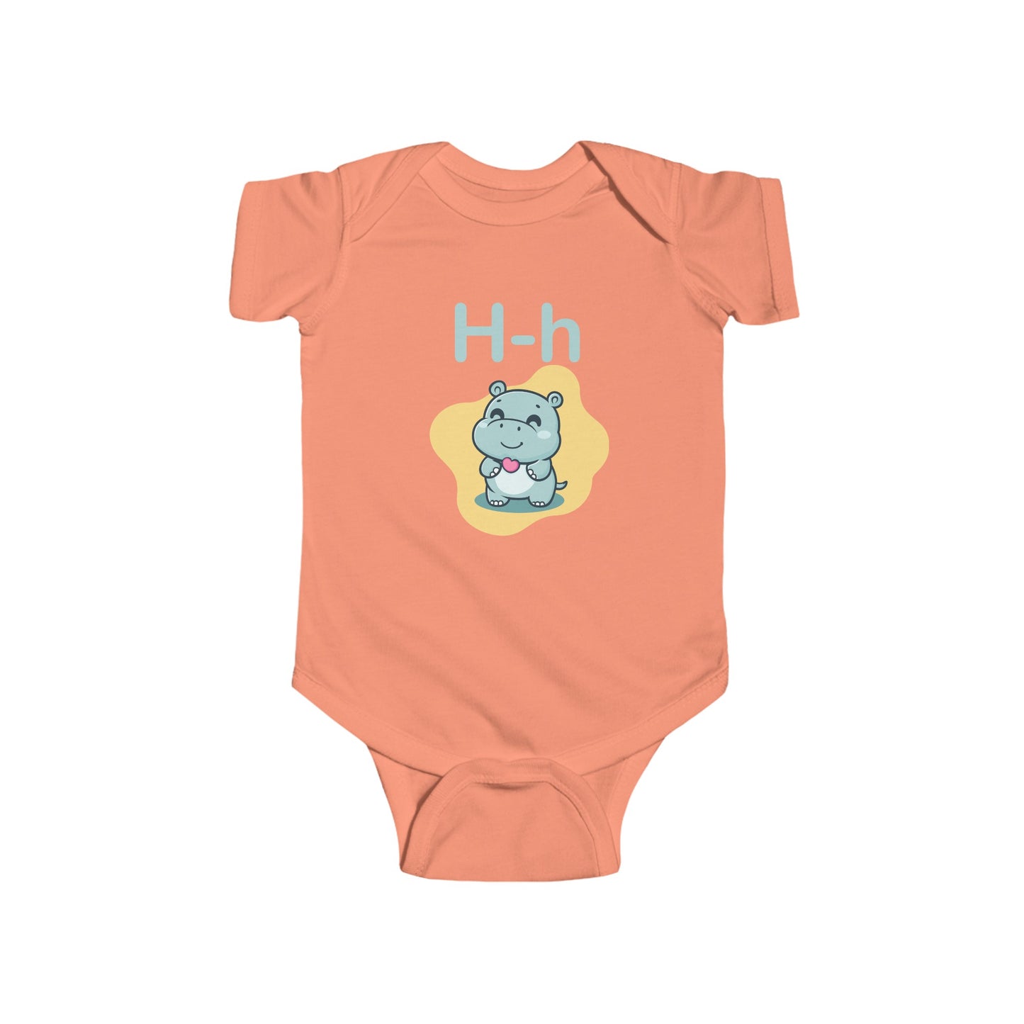 Alphabet Adventures Baby Onesie - Featuring Letter H with Cute Hippo