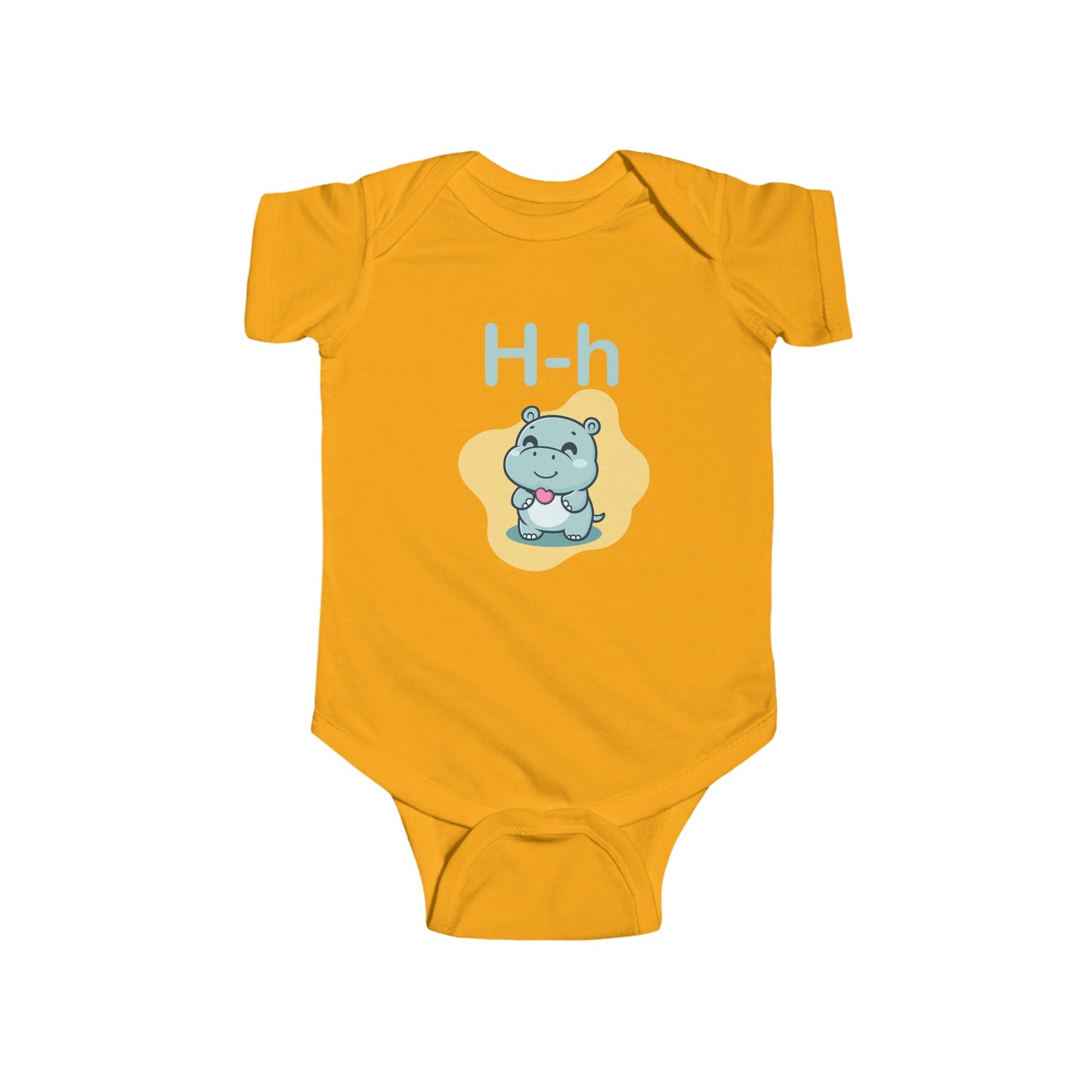 Alphabet Adventures Baby Onesie - Featuring Letter H with Cute Hippo