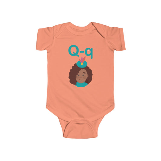 Charming Baby Onesie with "Q" and Queen Design - Fun Alphabet Learning for Kids