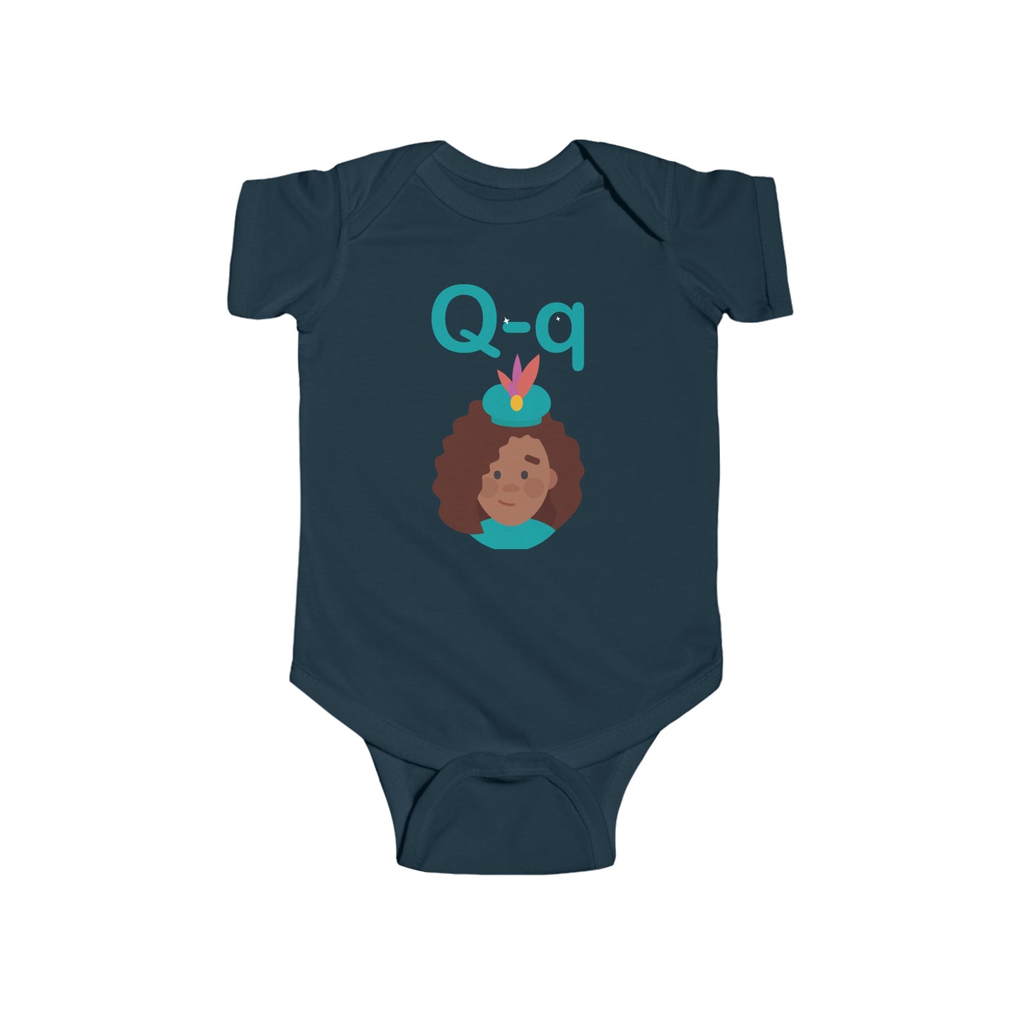 Charming Baby Onesie with "Q" and Queen Design - Fun Alphabet Learning for Kids