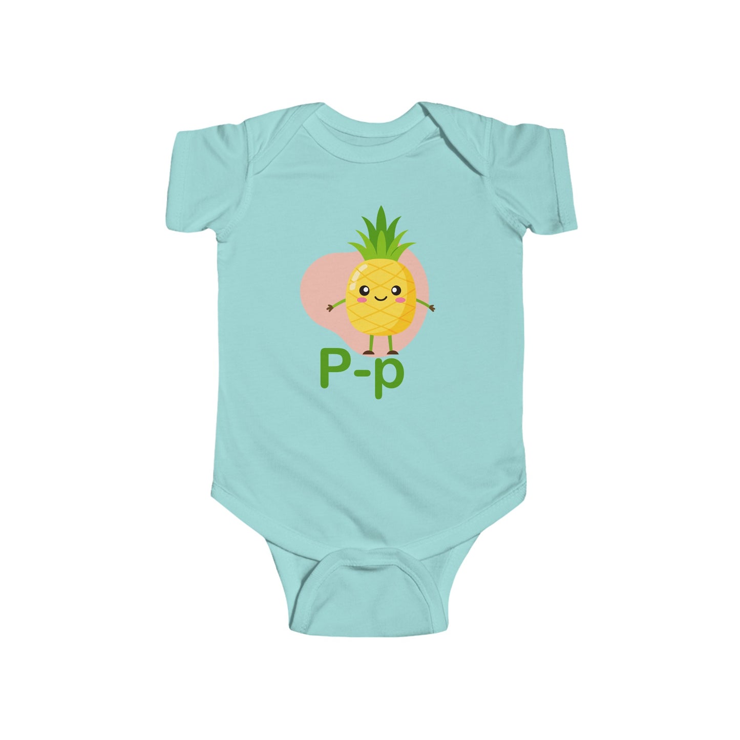 Adorable Baby Onesie with "P" and Pineapple Design - Fun Alphabet Learning for Kids