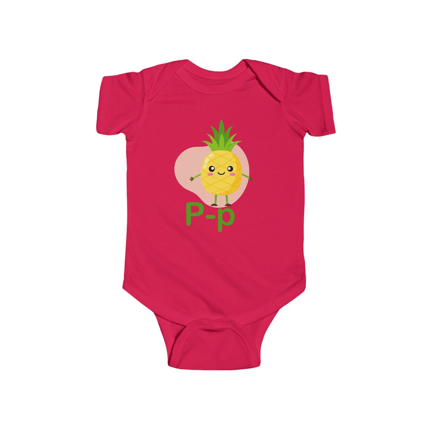 Adorable Baby Onesie with "P" and Pineapple Design - Fun Alphabet Learning for Kids