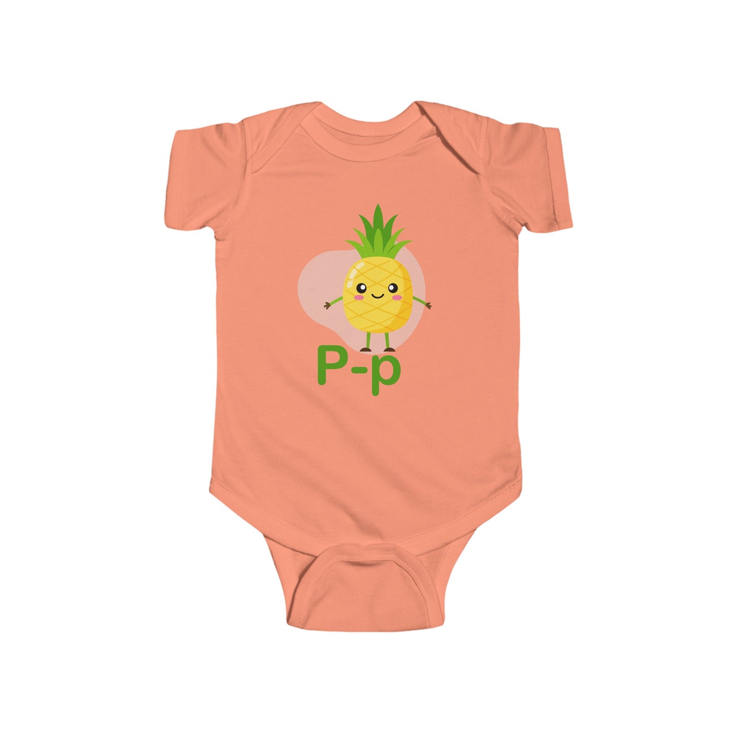 Adorable Baby Onesie with "P" and Pineapple Design - Fun Alphabet Learning for Kids