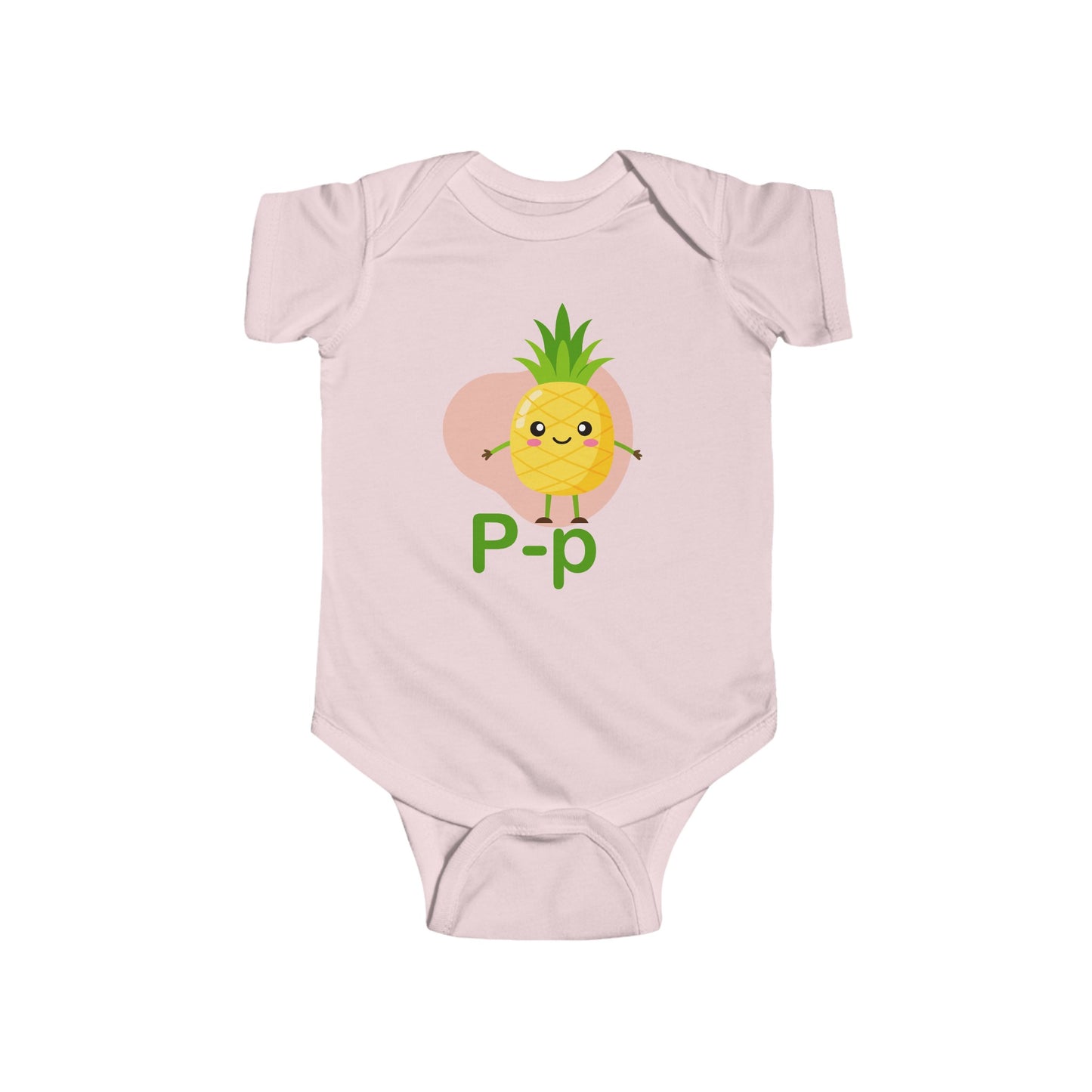 Adorable Baby Onesie with "P" and Pineapple Design - Fun Alphabet Learning for Kids