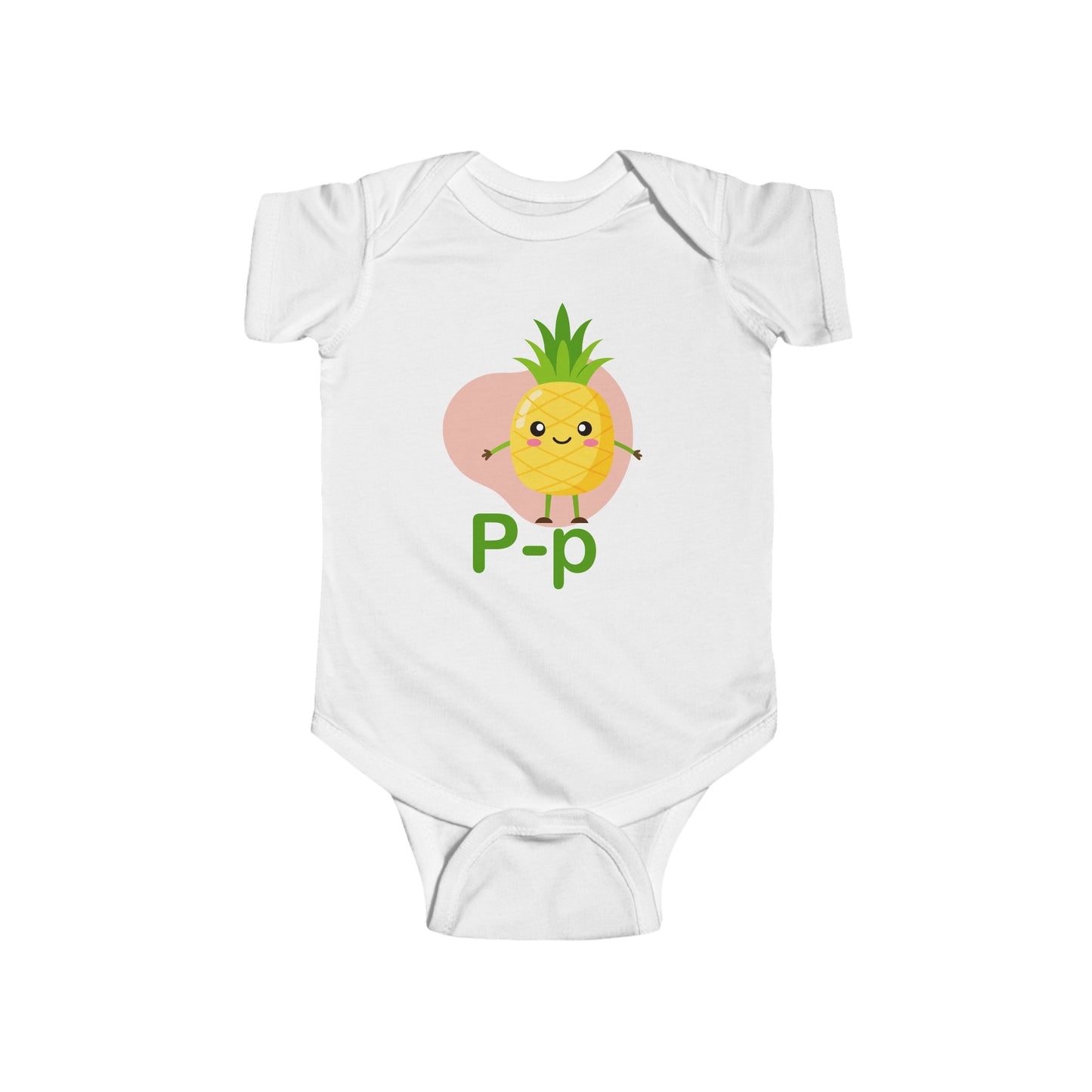 Adorable Baby Onesie with "P" and Pineapple Design - Fun Alphabet Learning for Kids