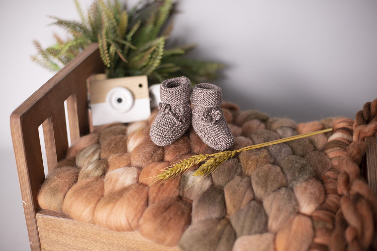 Hand Knitted Baby Wool Bootie Socks for Newborn