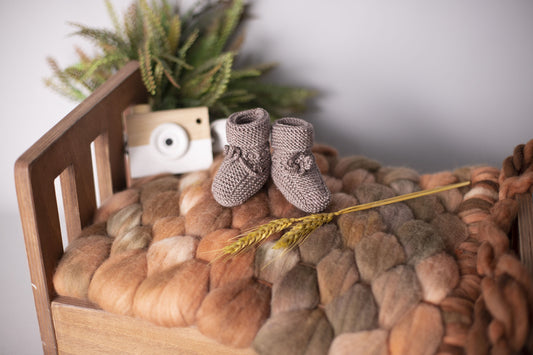 Hand Knitted Baby Wool Bootie Socks for Newborn