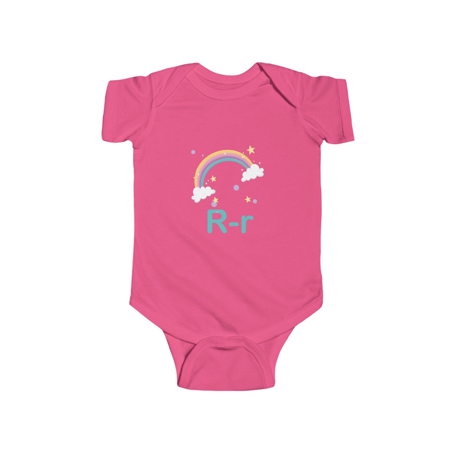 Charming Baby Onesie with Rainbow 'R' Design - Fun Alphabet Learning for Little Ones