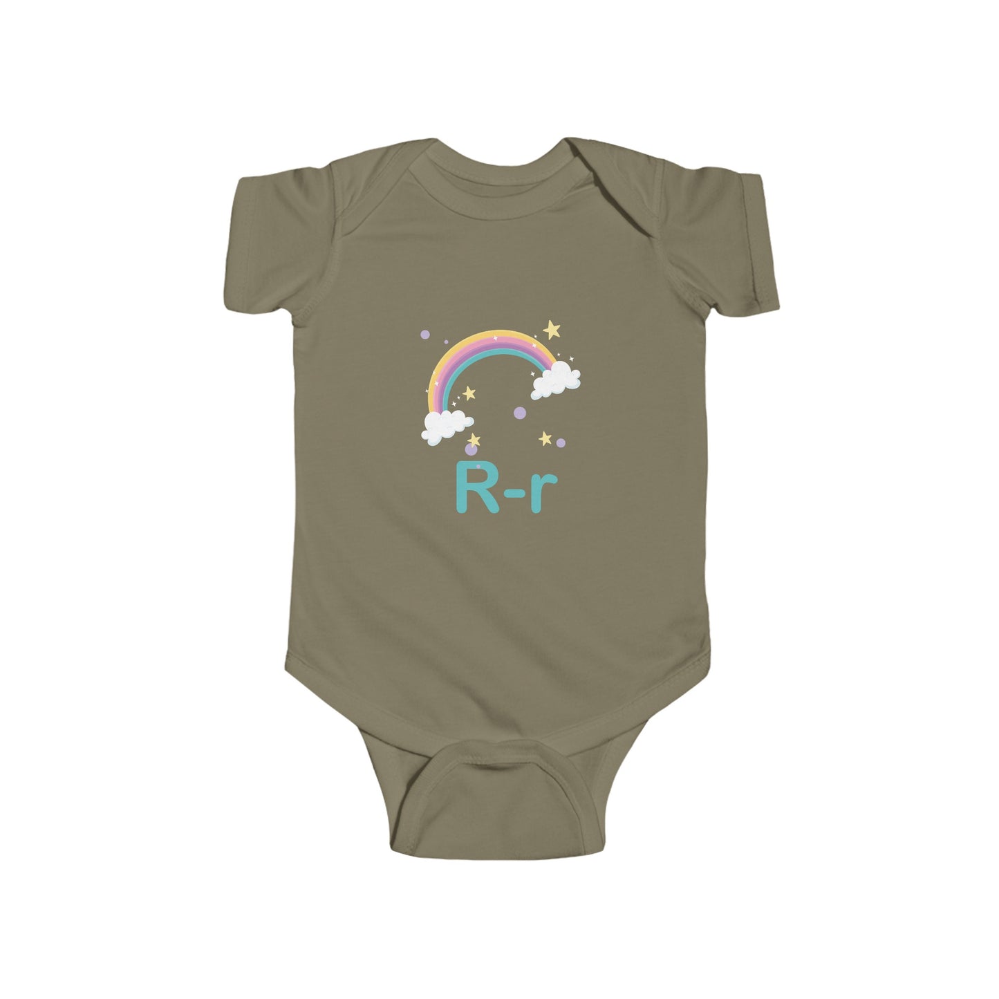 Charming Baby Onesie with Rainbow 'R' Design - Fun Alphabet Learning for Little Ones