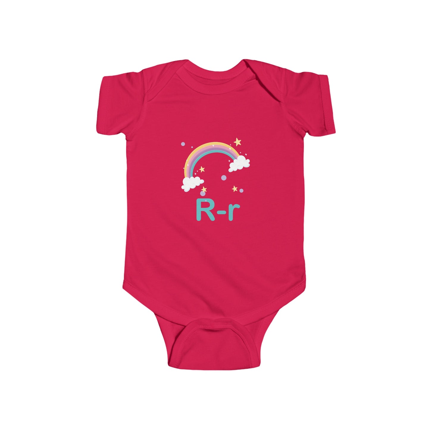 Charming Baby Onesie with Rainbow 'R' Design - Fun Alphabet Learning for Little Ones