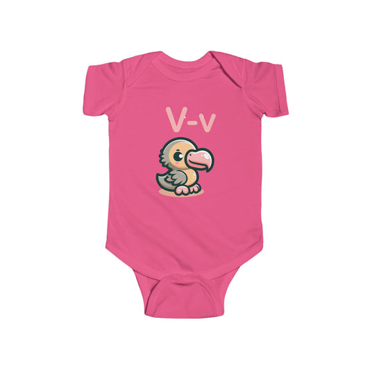 Vibrant Vulture 'V' Baby Onesie - Soaring into Alphabet Fun!