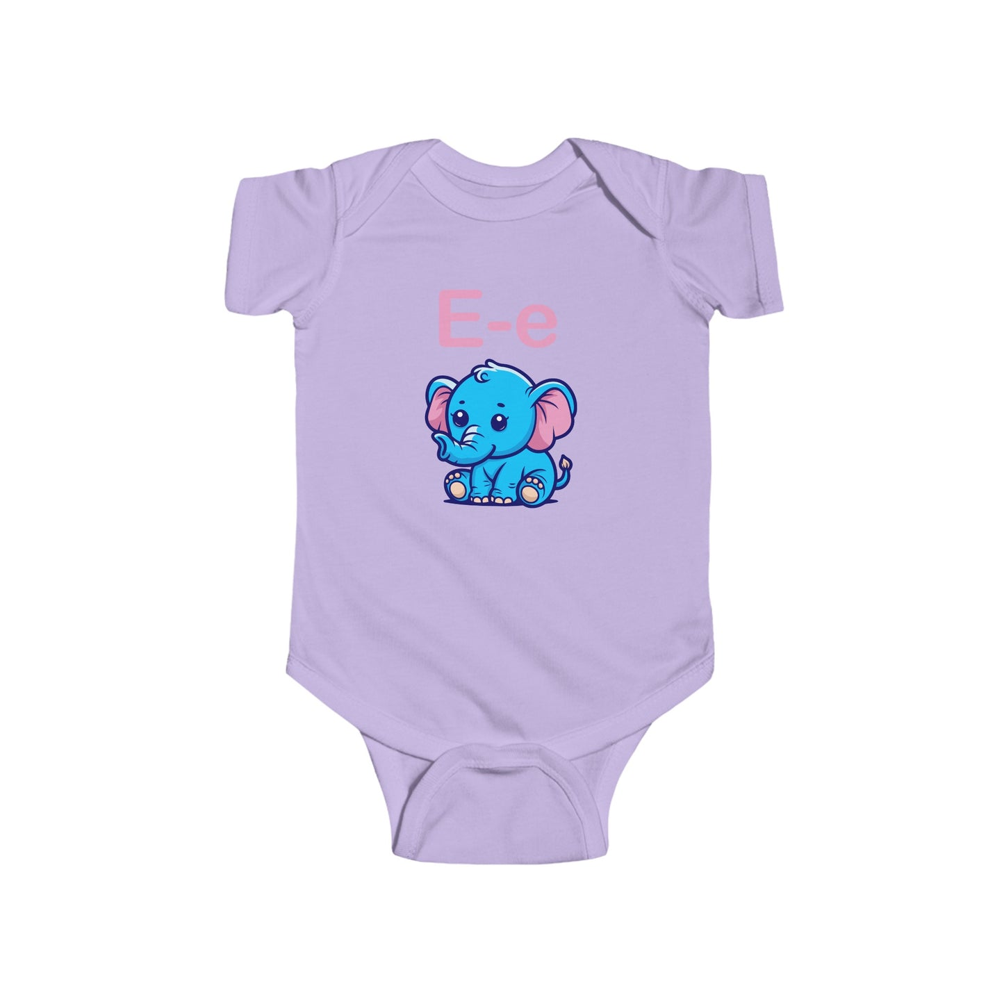 Alphabet Adventures Baby Onesie - Featuring Letter E with Cute Elephant