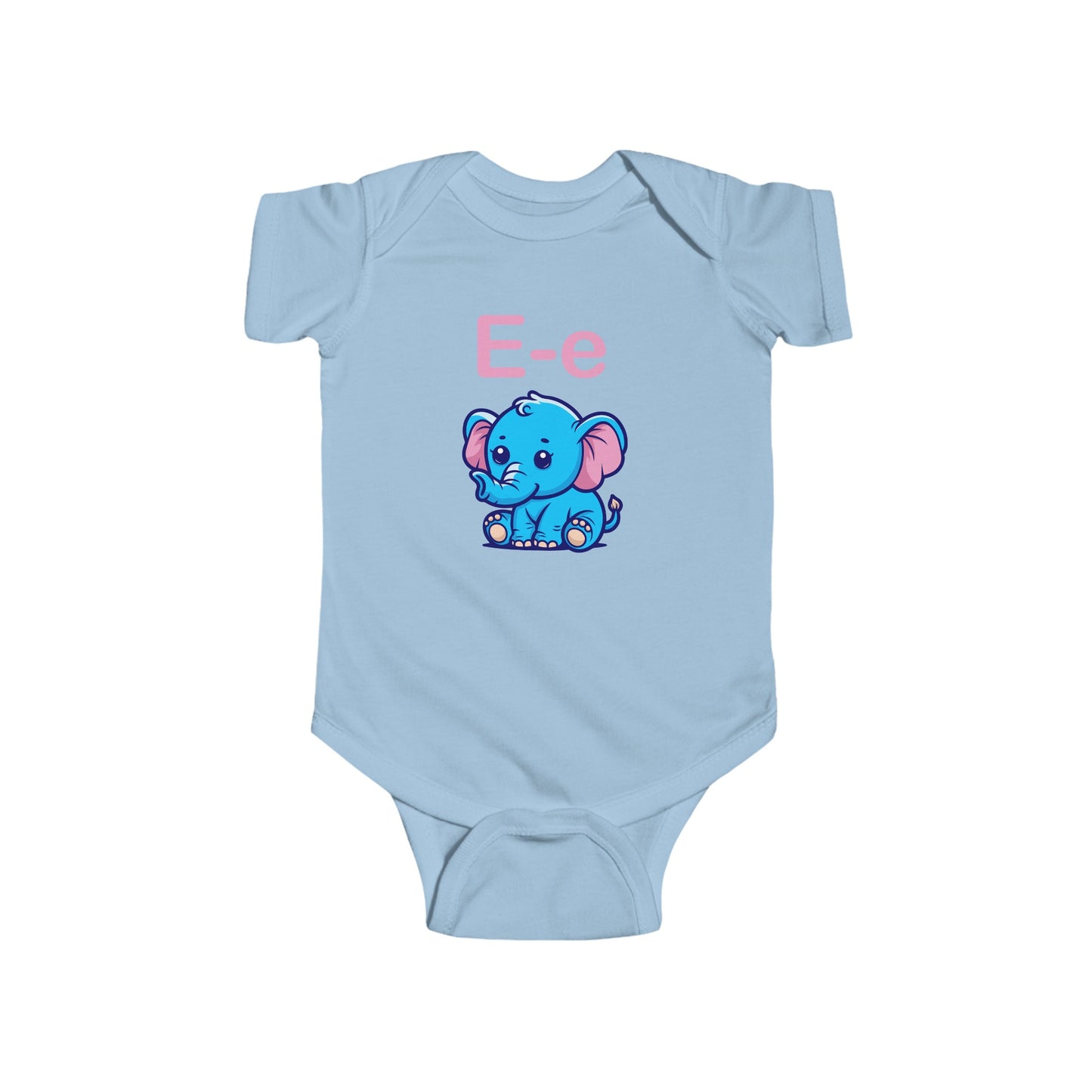 Alphabet Adventures Baby Onesie - Featuring Letter E with Cute Elephant