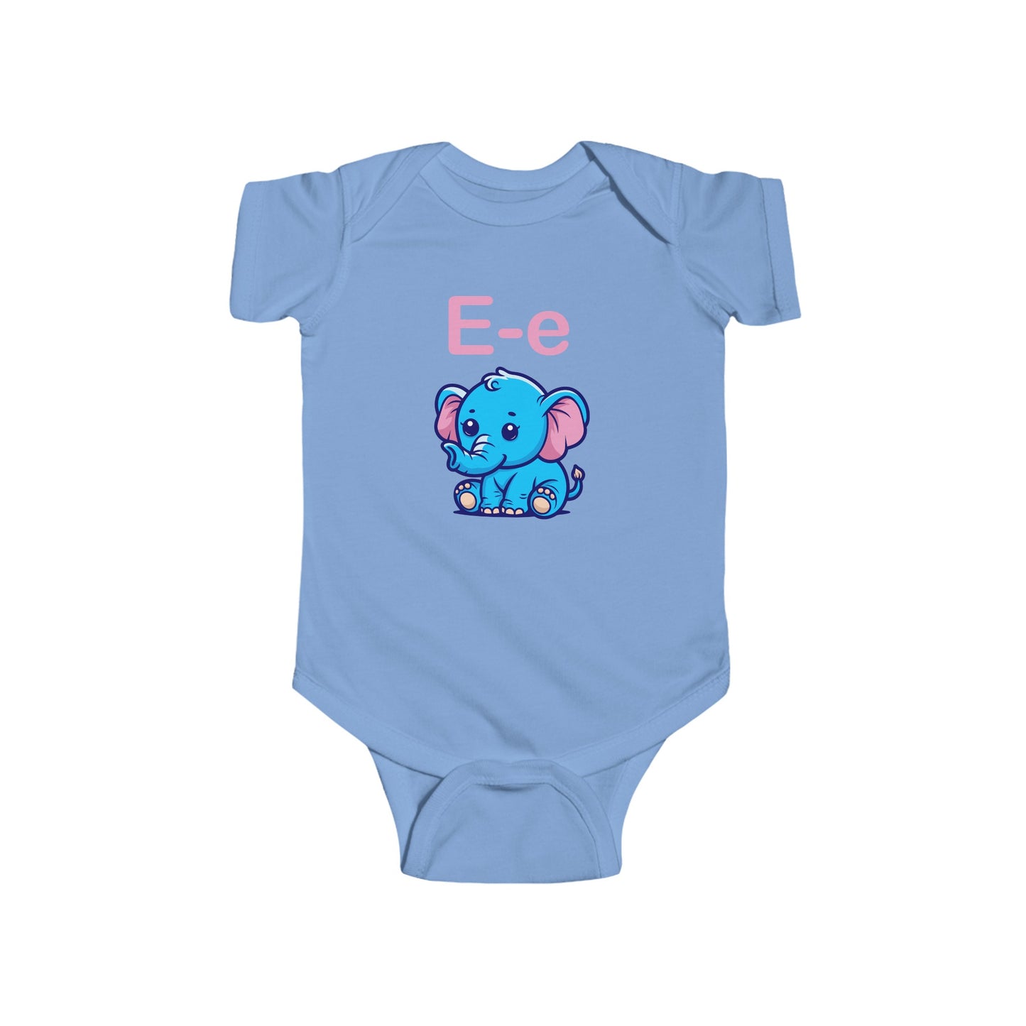 Alphabet Adventures Baby Onesie - Featuring Letter E with Cute Elephant