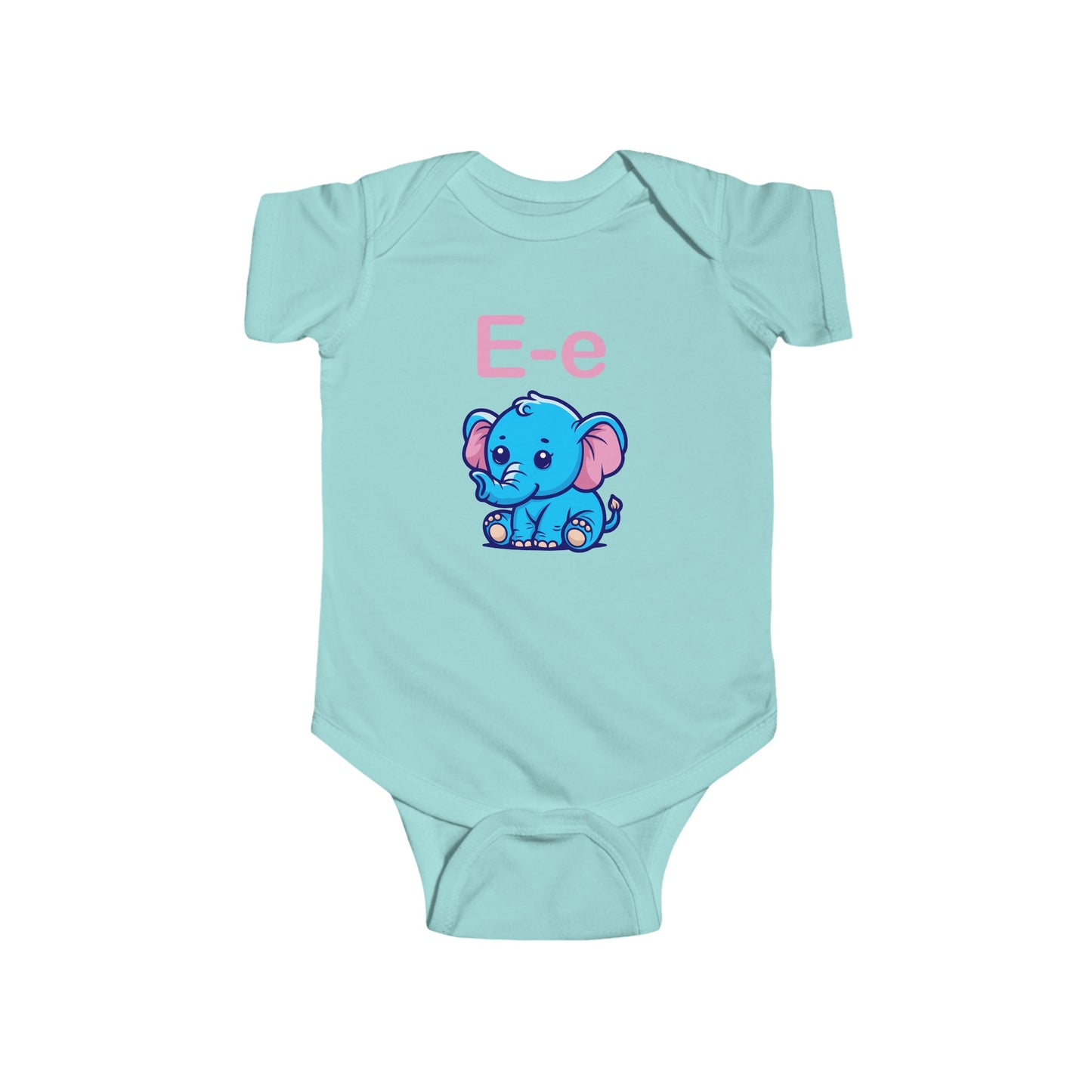 Alphabet Adventures Baby Onesie - Featuring Letter E with Cute Elephant