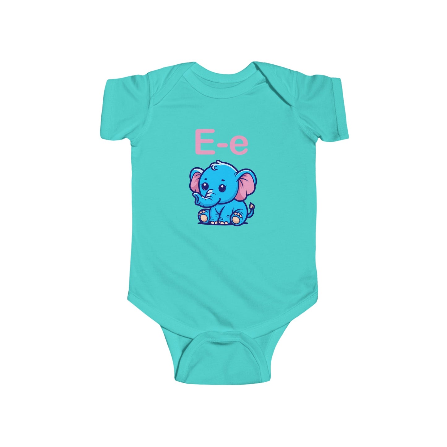 Alphabet Adventures Baby Onesie - Featuring Letter E with Cute Elephant