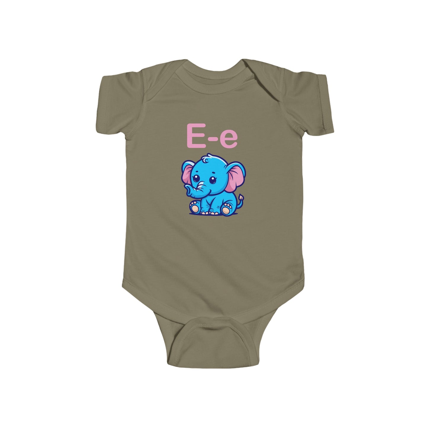 Alphabet Adventures Baby Onesie - Featuring Letter E with Cute Elephant