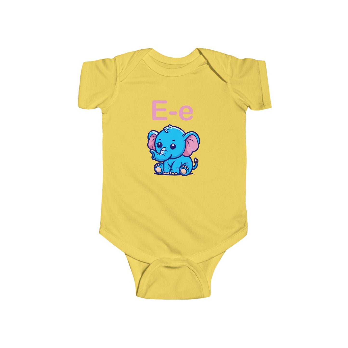 Alphabet Adventures Baby Onesie - Featuring Letter E with Cute Elephant