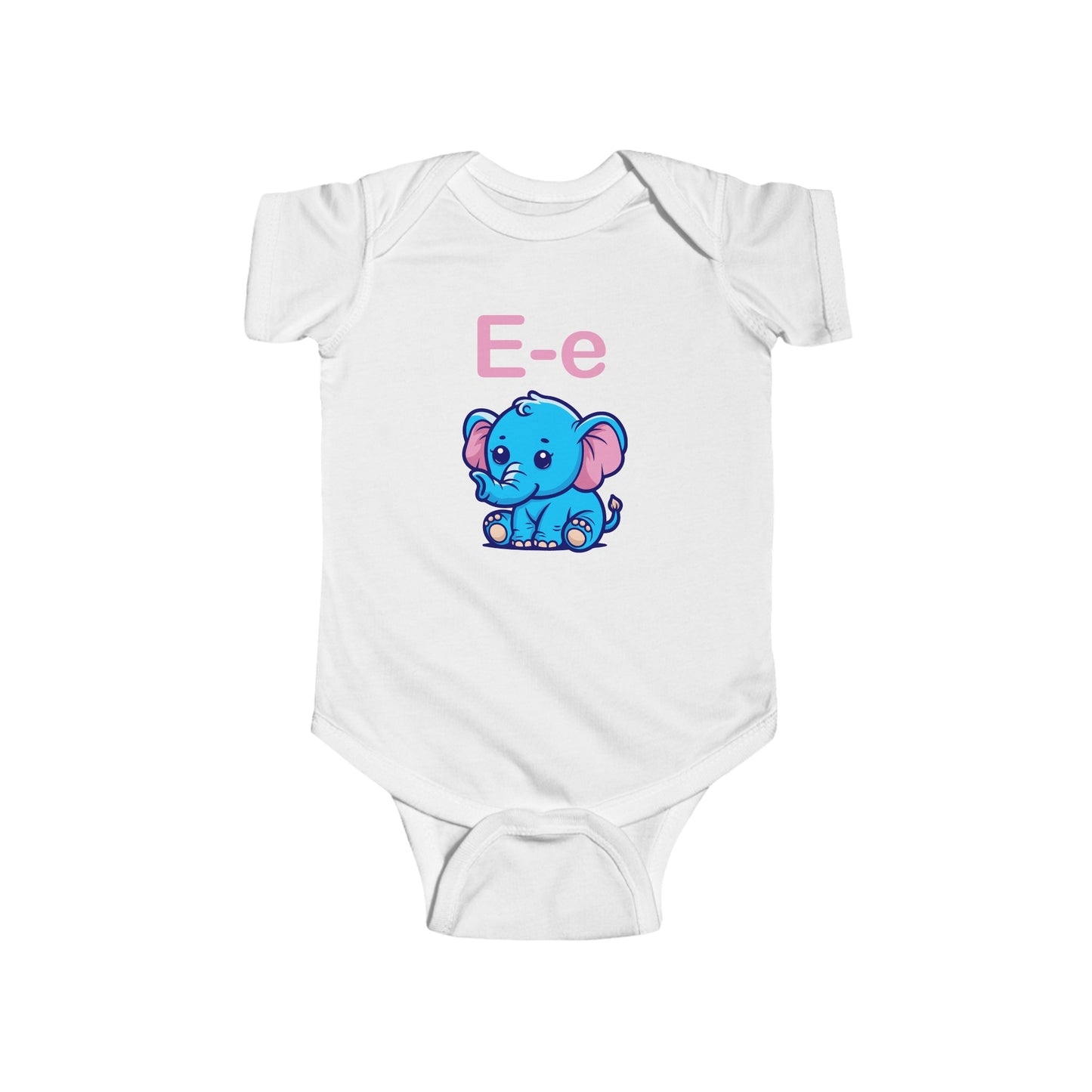 Alphabet Adventures Baby Onesie - Featuring Letter E with Cute Elephant