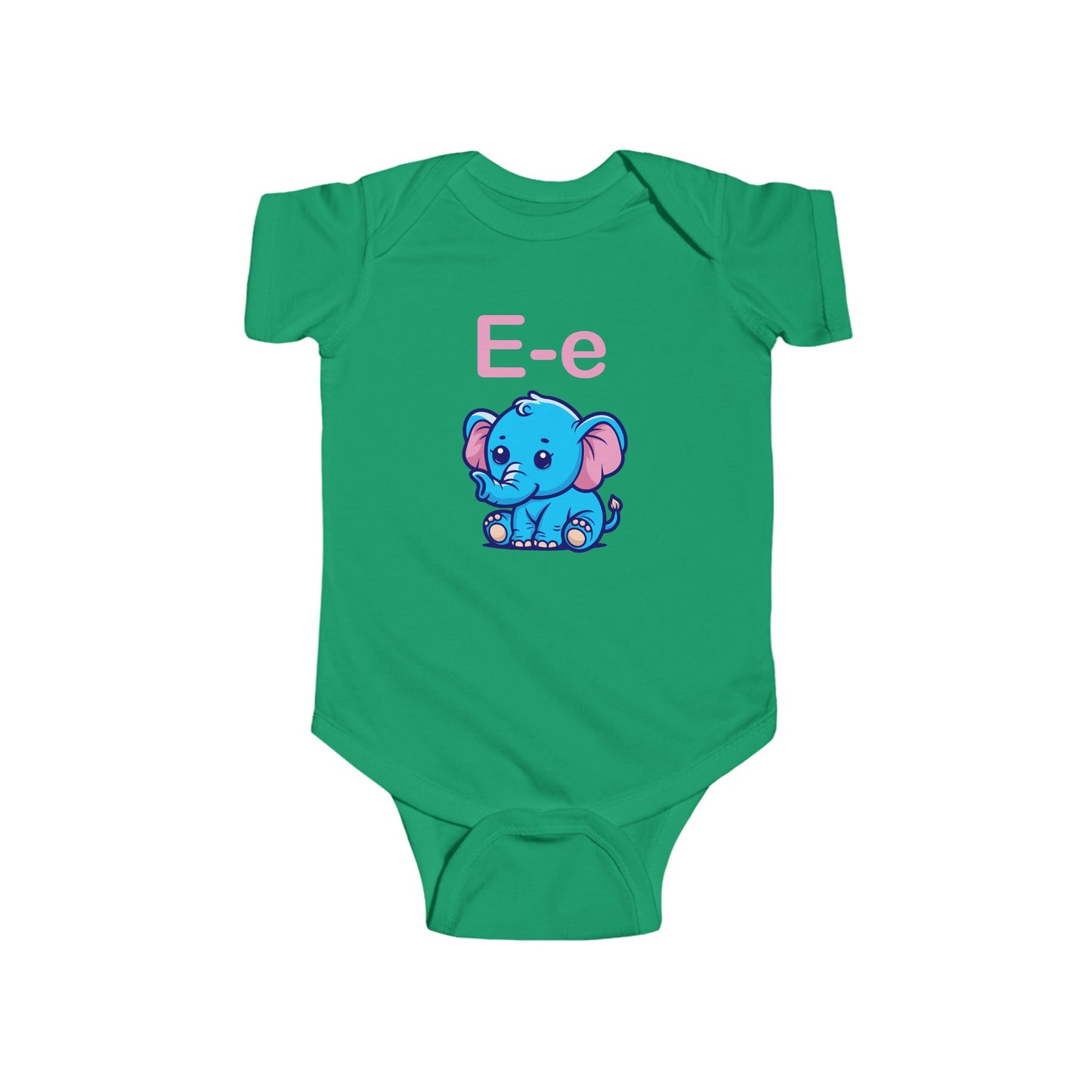 Alphabet Adventures Baby Onesie - Featuring Letter E with Cute Elephant