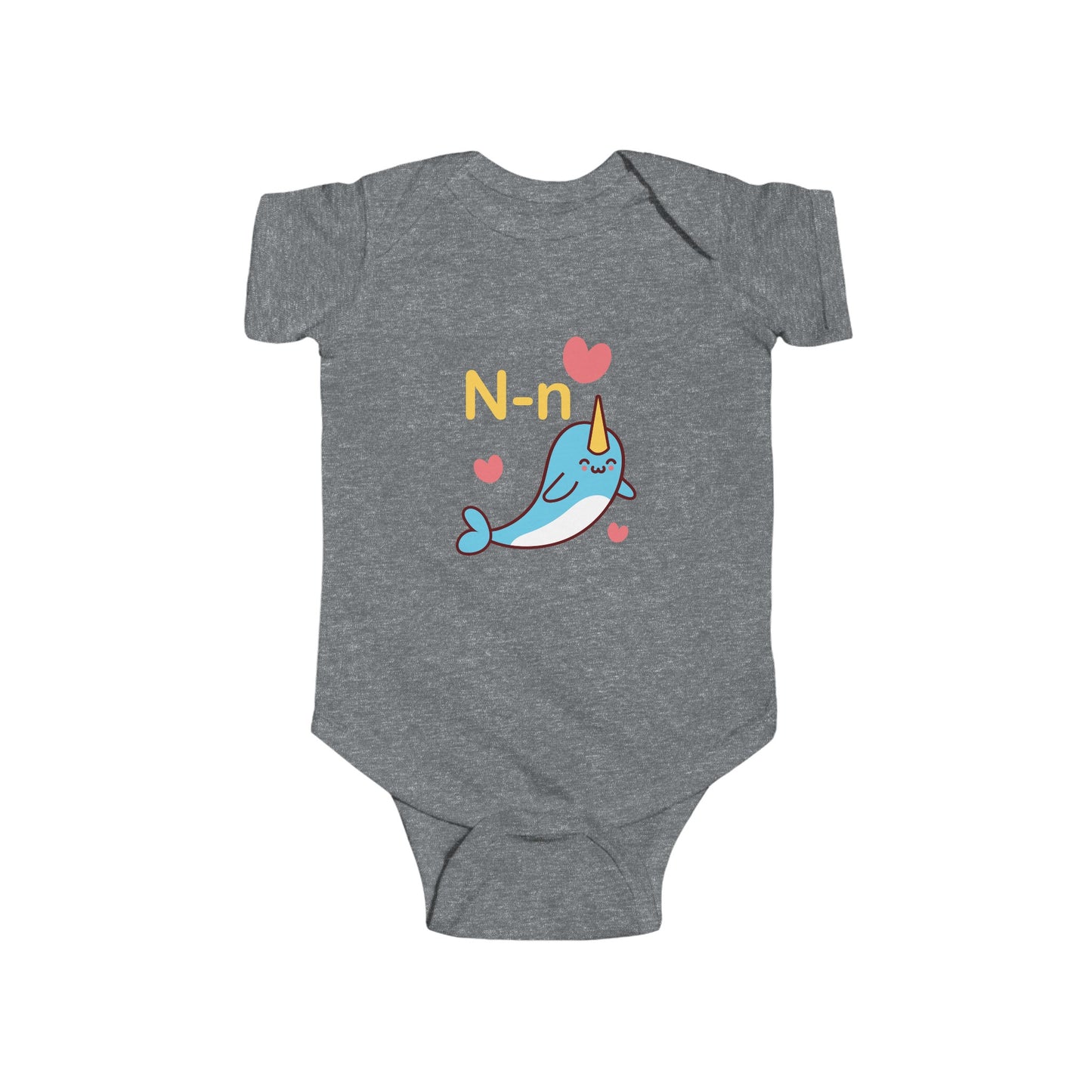 Adorable Baby Onesie with "N" and Narwhal Design - Fun Alphabet Learning for Kids