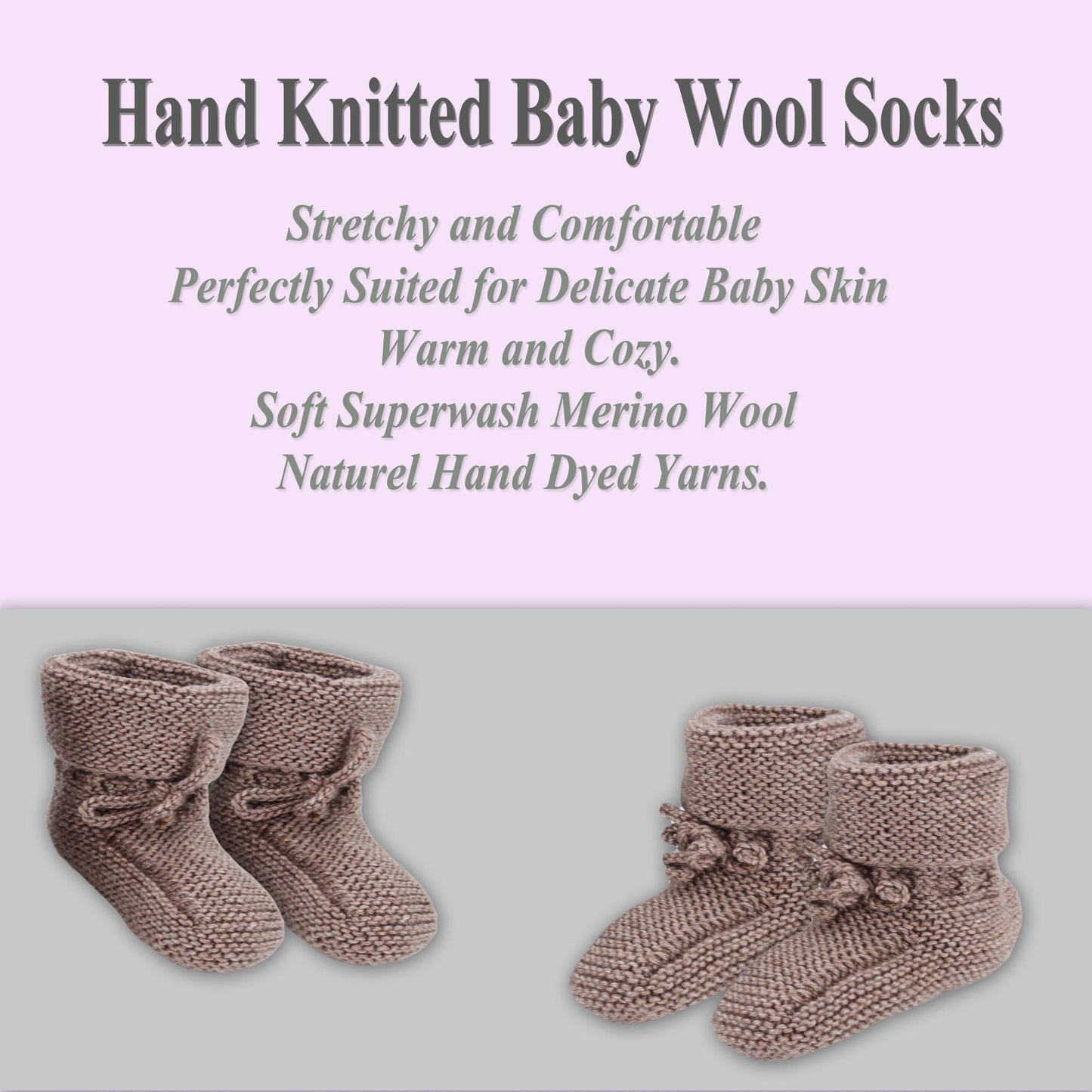 Hand Knitted Baby Wool Bootie Socks for Newborn