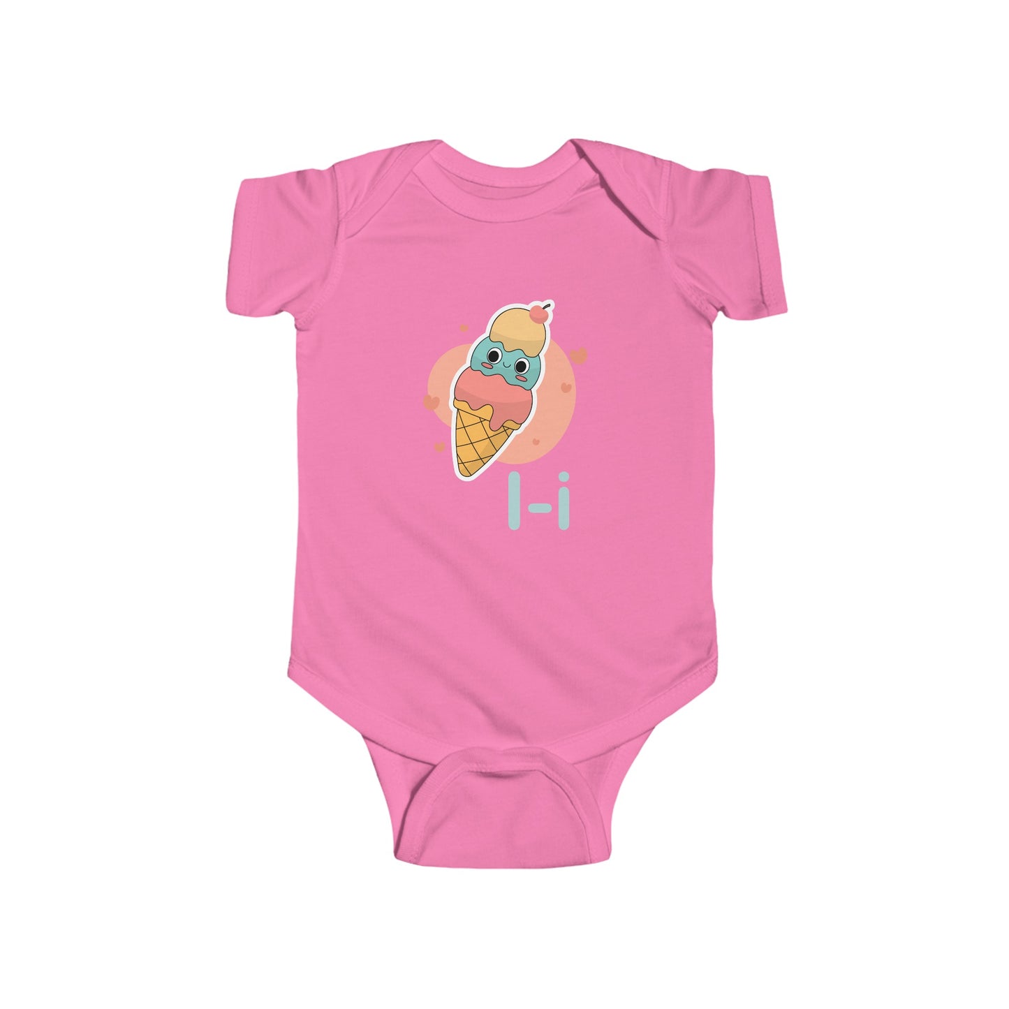 Alphabet Adventures Baby Onesie - Featuring Letter I with Happy Ice Cream