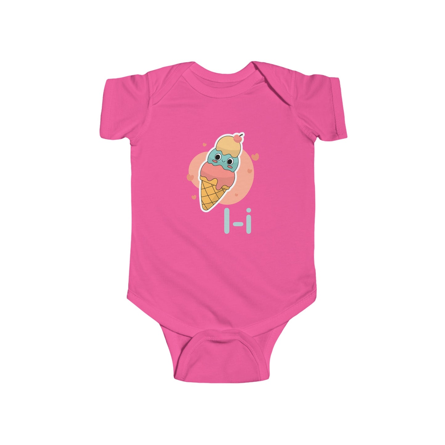 Alphabet Adventures Baby Onesie - Featuring Letter I with Happy Ice Cream