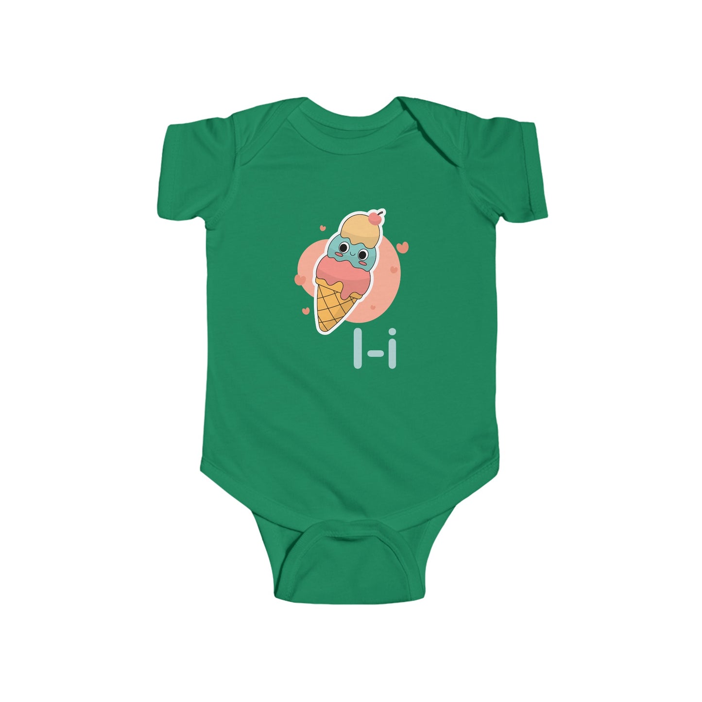 Alphabet Adventures Baby Onesie - Featuring Letter I with Happy Ice Cream