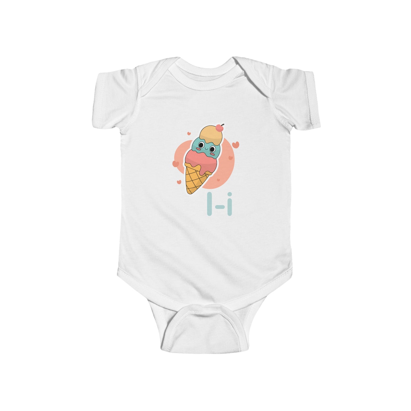 Alphabet Adventures Baby Onesie - Featuring Letter I with Happy Ice Cream