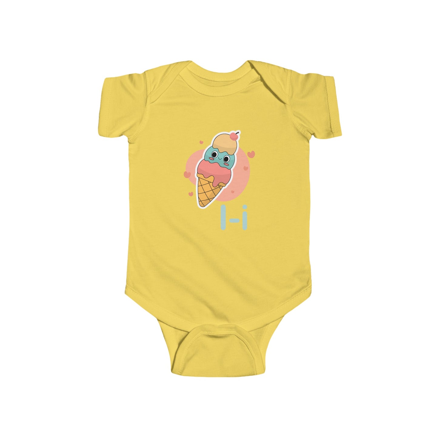 Alphabet Adventures Baby Onesie - Featuring Letter I with Happy Ice Cream