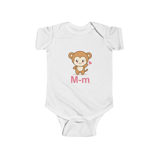 Adorable Baby Onesie with "M" and Monkey Design - Fun Alphabet Learning for Kids