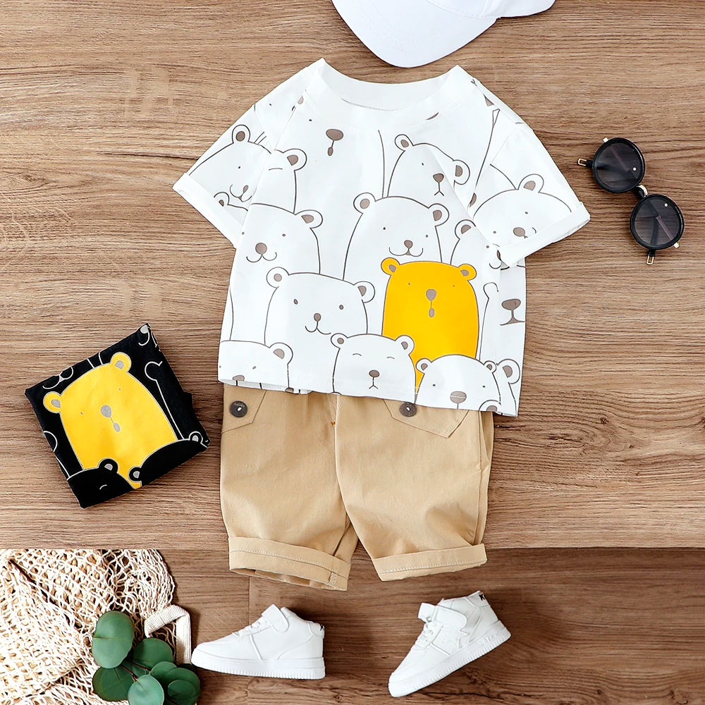 Animal Print Shirt and Shorts Set for Boys