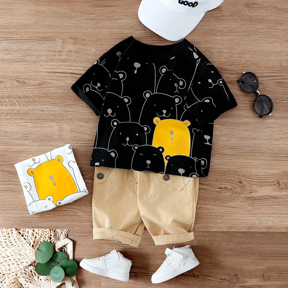 Animal Print Shirt and Shorts Set for Boys