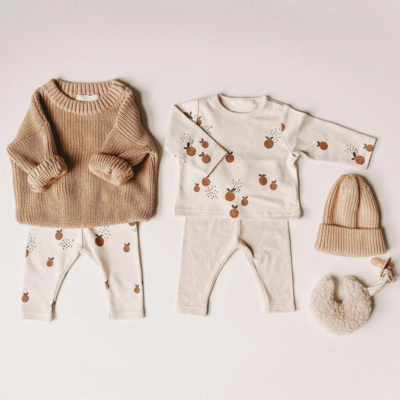 0-3T nouveau-né enfant bébé garçons filles vêtements ensemble à manches longues haut en coton et pantalon costume Pj ensemble mignon doux vêtements de nuit pyjamas ensemble tenue