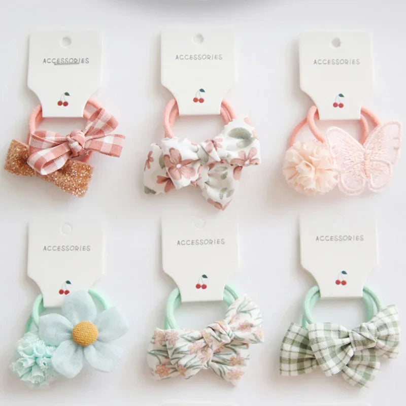 Handmade Cotton Elastic Hair Bands for Baby Girls – 4pcs Set