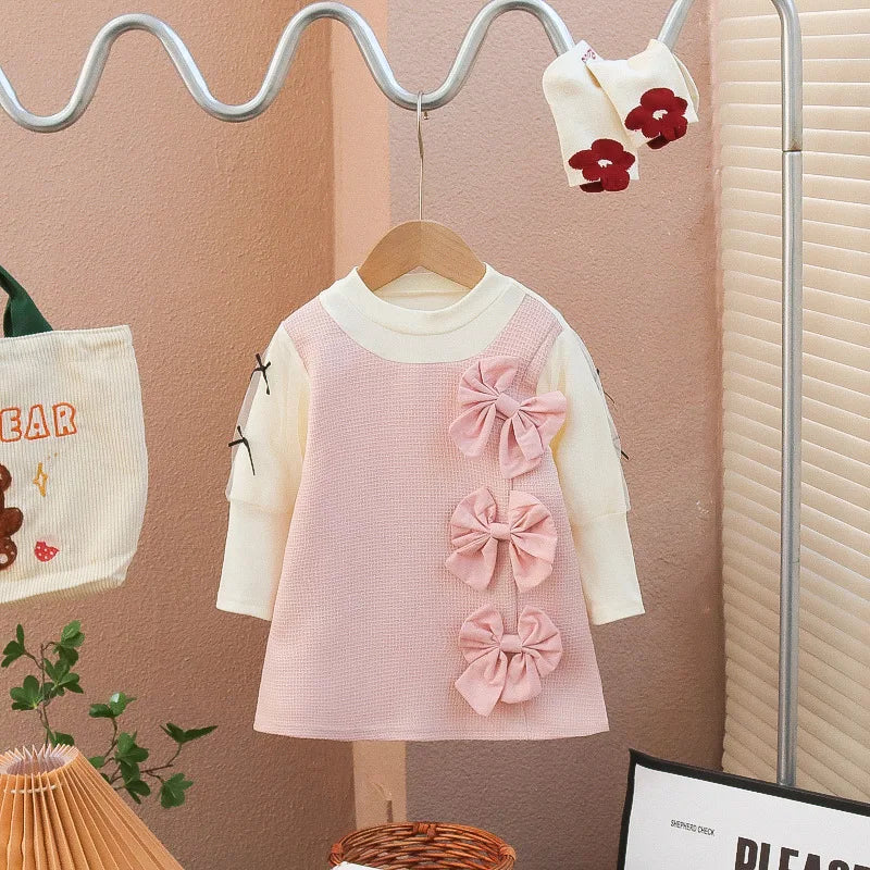 Cute Puff Sleeve A-Line Dress for Girls – Spring & Autumn Wear